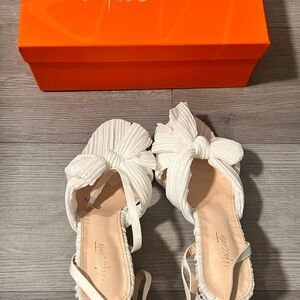 Brand New White Bow Block Heels